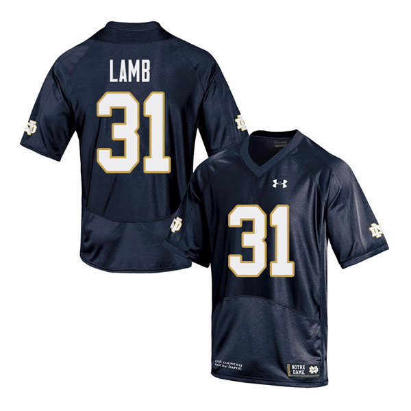 Men's NCAA Notre Dame Fighting Irish #31 Jack Lamb Stitched College Under Armour Authentic Navy Big & Tall Football Jersey QZ10G78DI